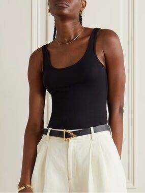 James Perse Black Ribbed Scoop Neck Tank